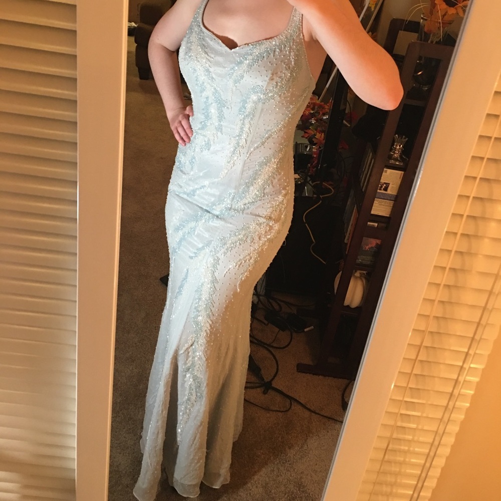 Le Gala by Mon Chéri Beaded Blue Mermaid Gown 8